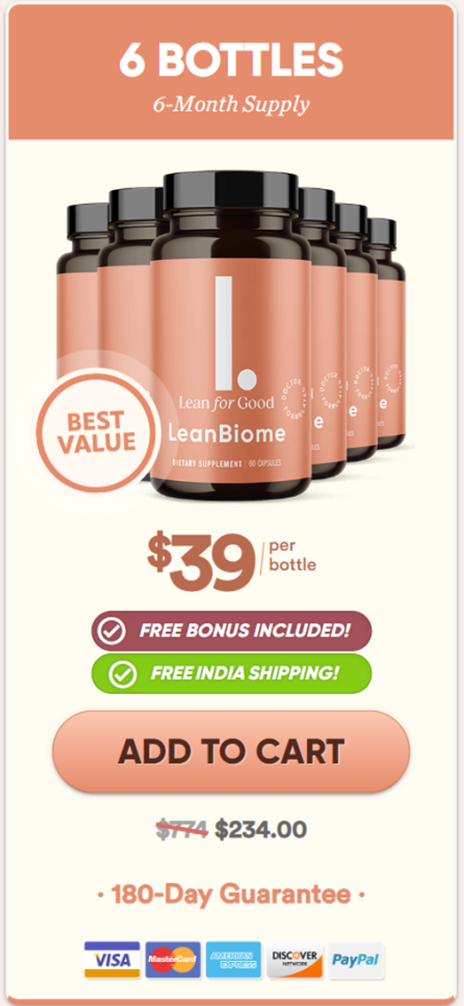 LeanBiome 6 bottle priceing